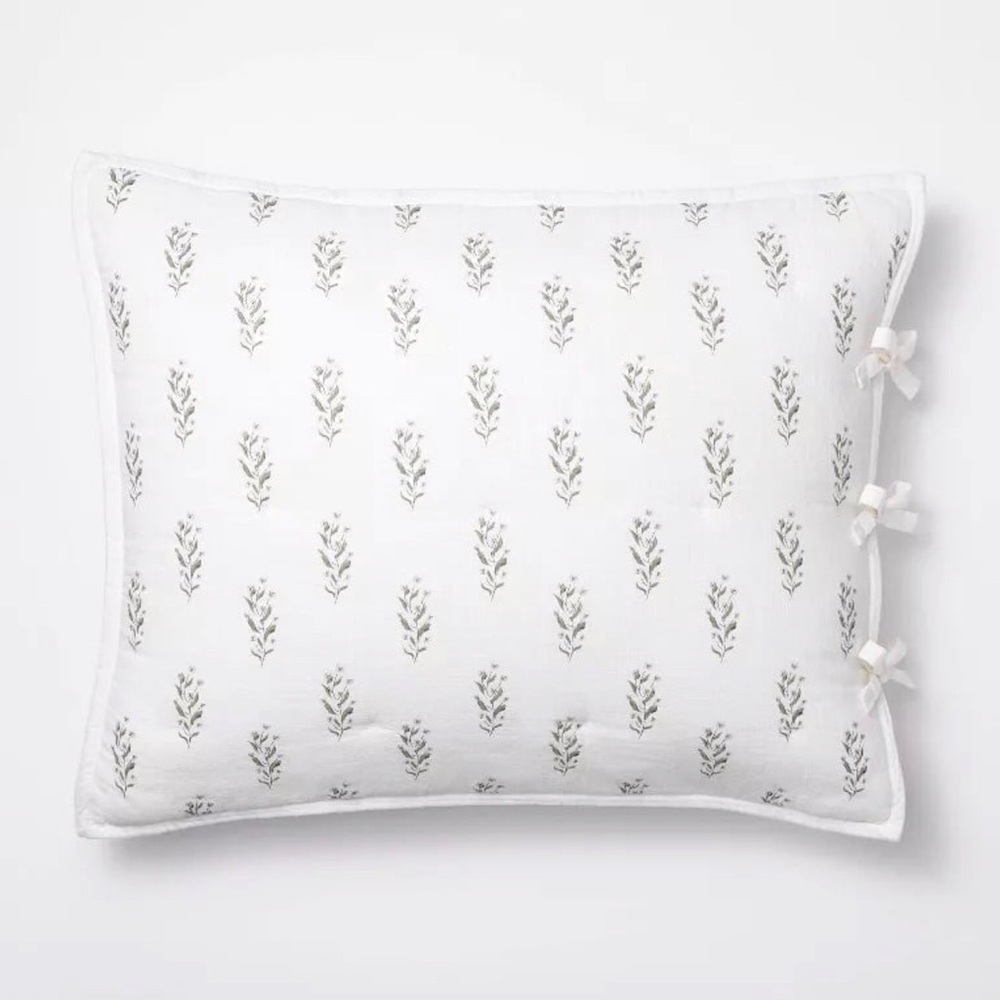 Threshold Studio McGee Standard Lofty Cotton Slub Wood Block Floral Sham